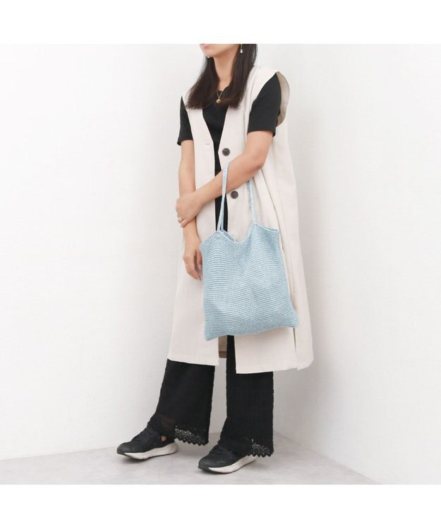 UNBILLION カシュカシュ cachecache / ラメ糸編みトートバッグ ブルー