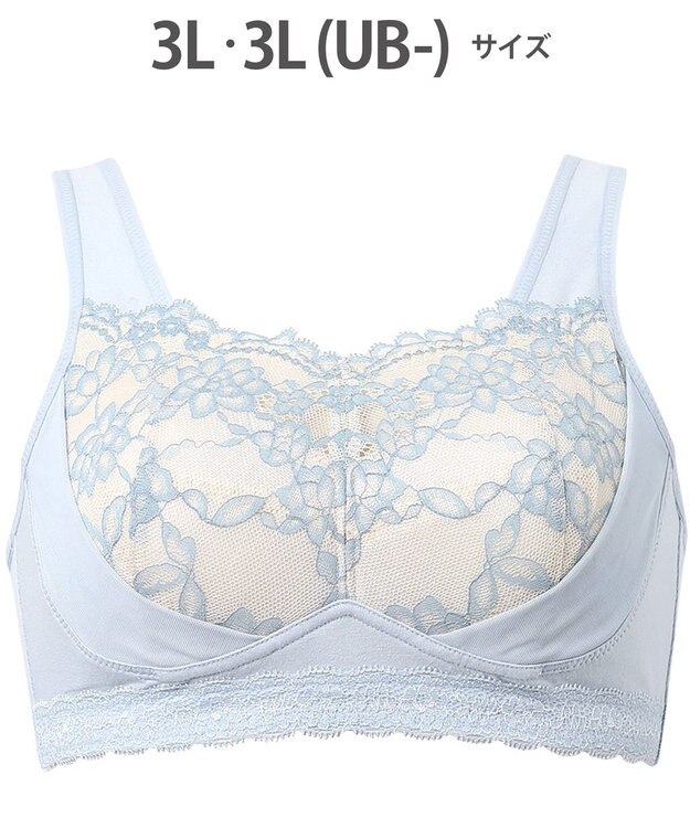 WACOAL 【ナイトアップブラ】 動画クリエイター nanakoななこさんコラボカラー登場 ナイトブラ 綿混(本体) 就寝時用 3Lまで対応 大きいサイズ ノンワイヤー レディース BRA166 /ワコール サックス