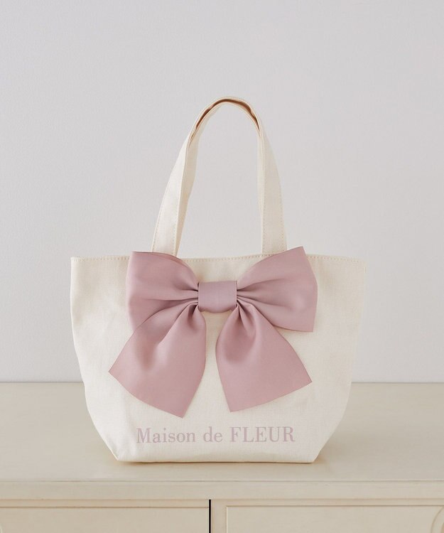Maison de FLEUR EC限定 リボンキャンバストートバッグ Pink