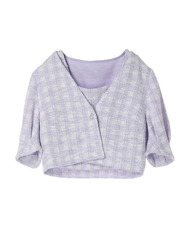 earth music&ecology ＳＥＴ２点　カットソーツィードアンサンブル Light Purple