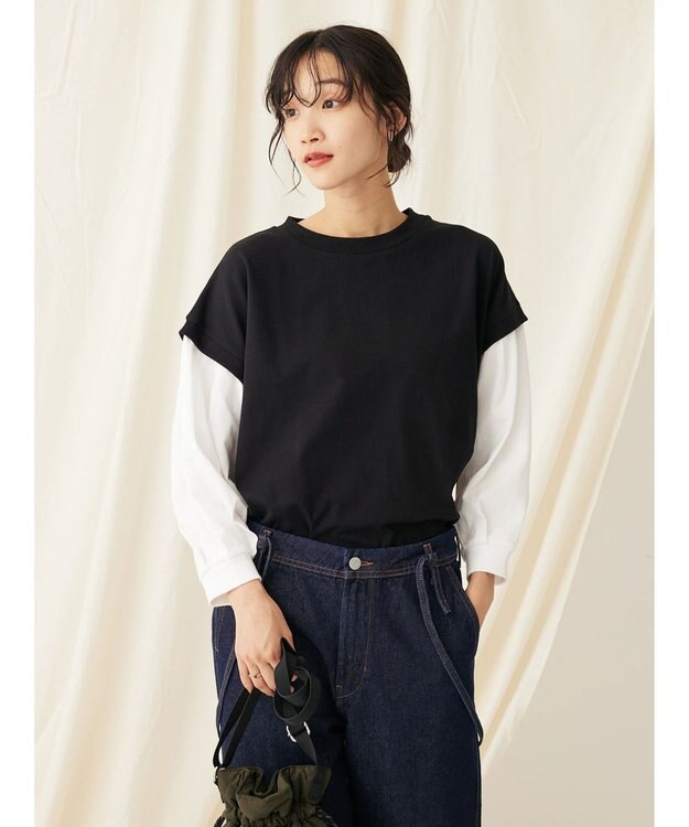 CRAFT STANDARD BOUTIQUE ９分袖ショルダータックプルオーバー Black