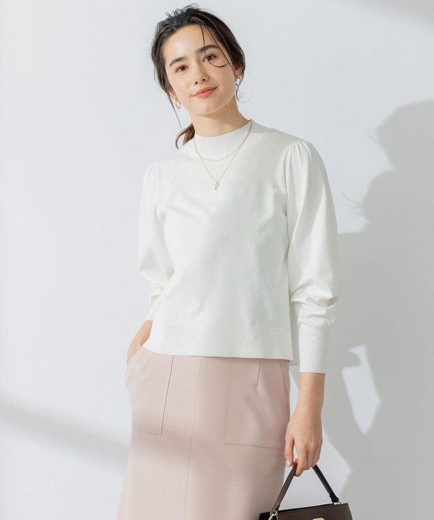 組曲 L 【洗える】Elenaパフスリーブ ニット アイボリー系