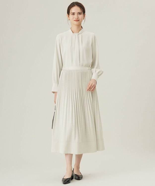 自由区 S 【セットアップ対応・洗える】ライトサテンプリーツ スカート ベージュ