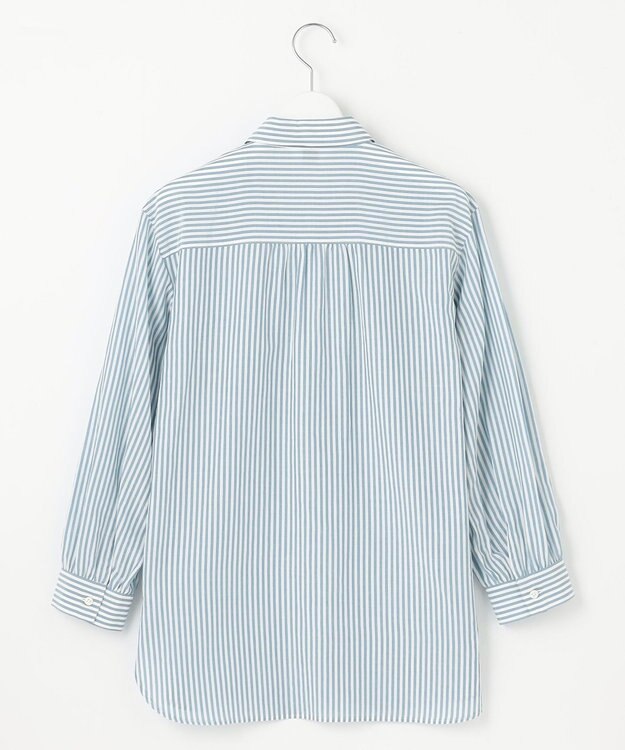 J.PRESS LADIES 【洗える】コットンアセVis ストライプ シャツカラー ブラウス ダルブルー系1