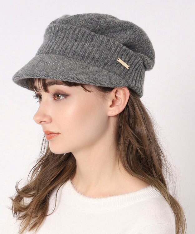 MOONBAT FURLA(フルラ) ラメ折り返しニットキャスケット【日本製】 グレー