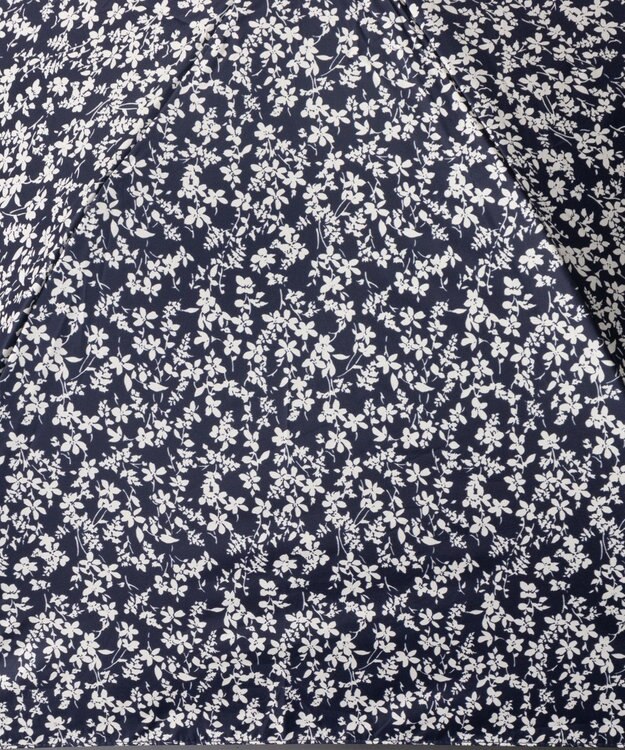 AURORA Blao（ブラオ）小花柄プリントプチ折り晴雨兼用傘（トップフラット折傘）日傘 ネイビー