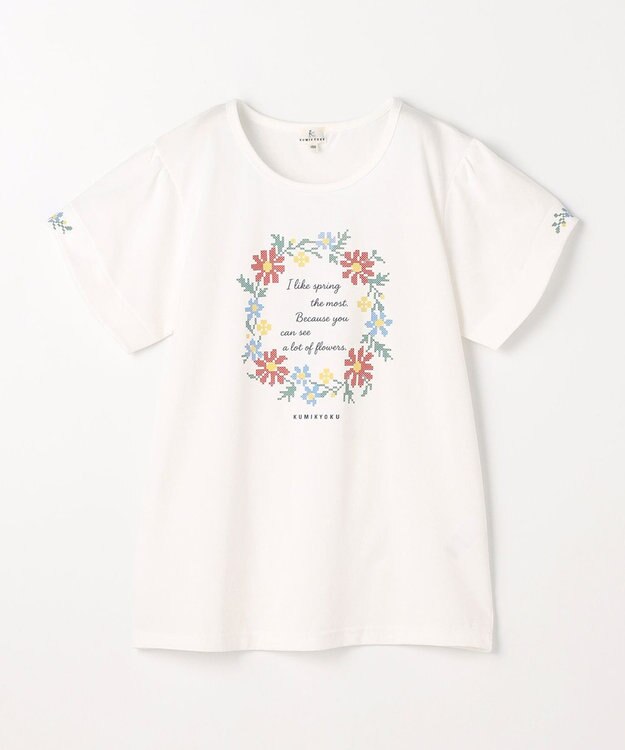 組曲 KIDS 【150-160㎝】 フラワーリースTeeシャツ オフホワイト