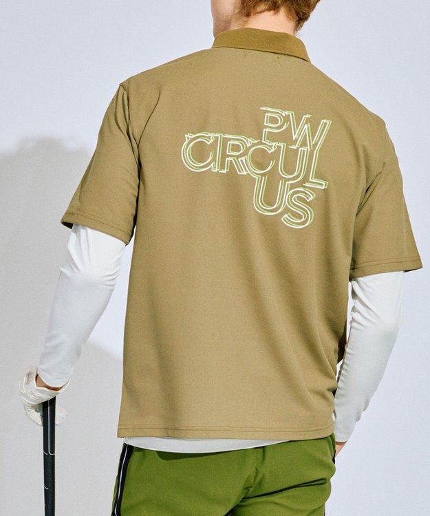 PW CIRCULUS 【UV遮蔽率90% UVカット / 速乾 / ストレッチ】【MEN】NEW ベーシックポロ ゴルフ カーキ系