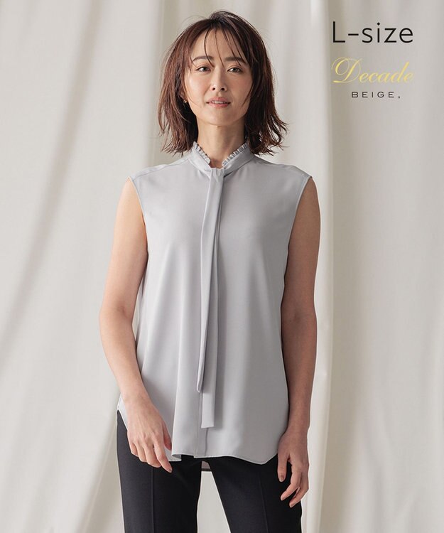 BEIGE， 【洗える・L-size】EVA / ボウタイブラウス Ice Blue