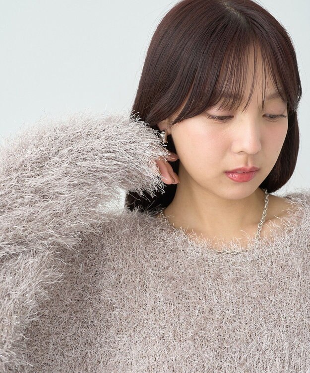 earth music&ecology きらきらフェザーニットプルオーバー Beige