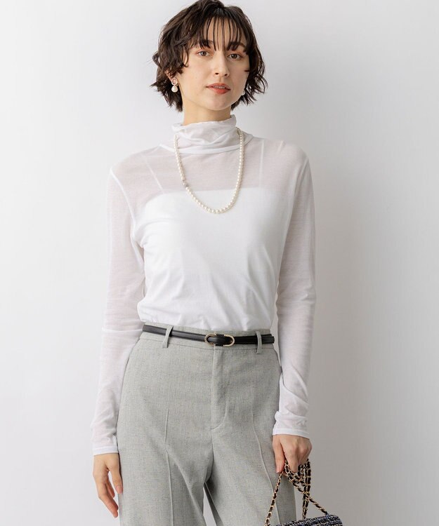 23区 シアーフライス レイヤード タートル カットソー ホワイト系