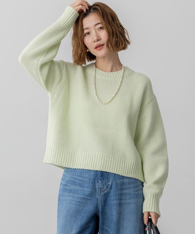 23区 S 【洗える】ウールカシミヤ パフスリーブ ニット スモーキーグリーン系