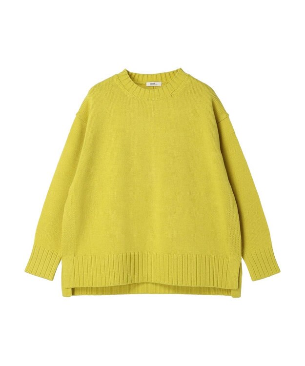 earth music&ecology ウォッシャブル脇スリットクルーネックプルオーバー Yellow