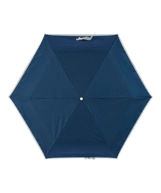 MOONBAT estaa 晴雨兼用 折りたたみ傘 ボーダーテープリボン 日傘 遮光 遮熱 UV ディープブルー