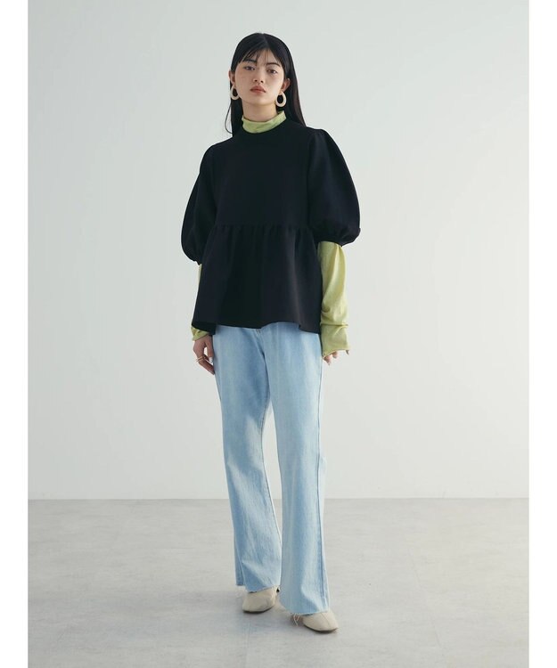 Green Parks armonia. ウエストギャザー袖ボリュームニット Black