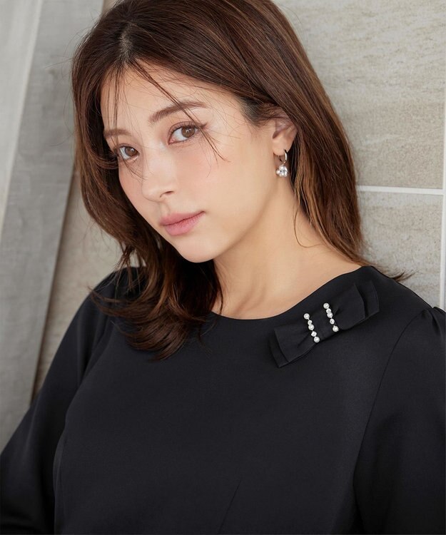 Tiaclasse 【3WAY】リボンブローチ＆ベルト付きフレアワンピース ブラック