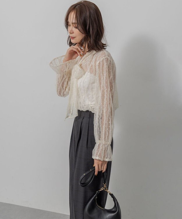 組曲 【前後着用可】チュールフリル ブラウス アイボリー系
