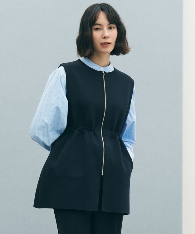 UNFILO 【セレモニー】BEAUTY FORM KNIT ZIPジレ ネイビー