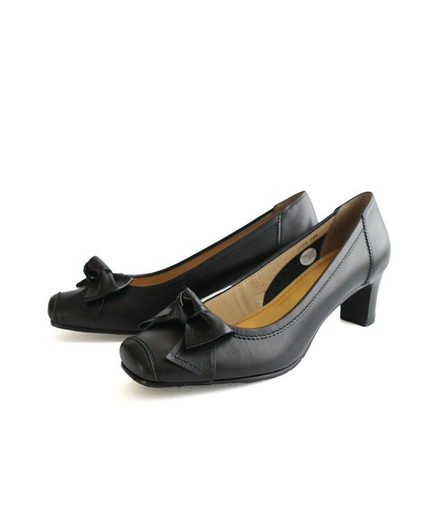 Pointer 日本製 本革リボンパンプス ブラック