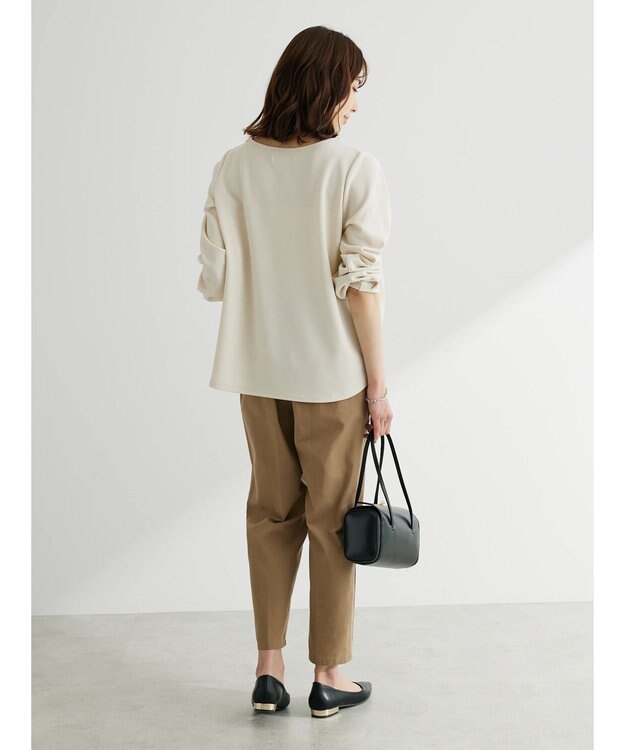 Green Parks 綿麻混イージーテーパードパンツ Dark Beige