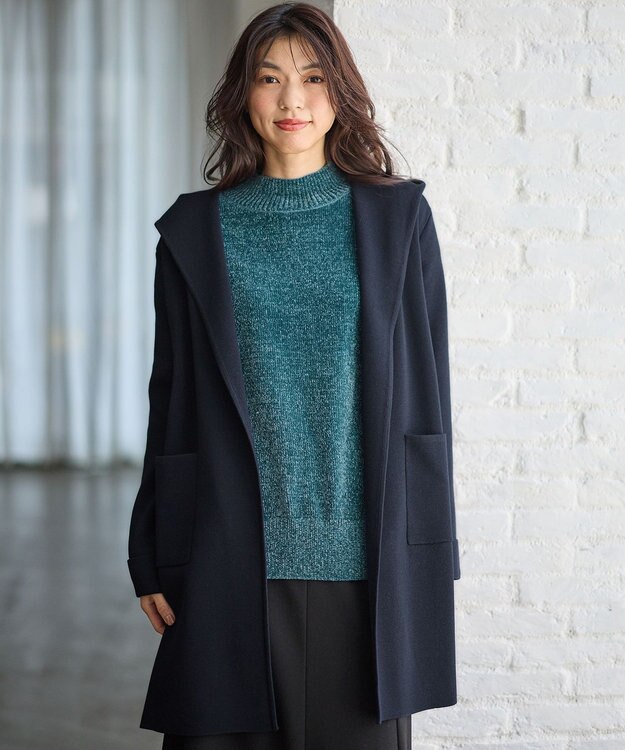 ANY 【洗濯機可】フーディーコーディガン ネイビー