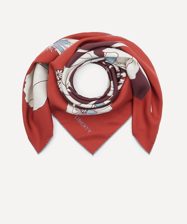 LIBERTY. フラジャイル ブルームズ 90x90 シルク スカーフ オレンジ