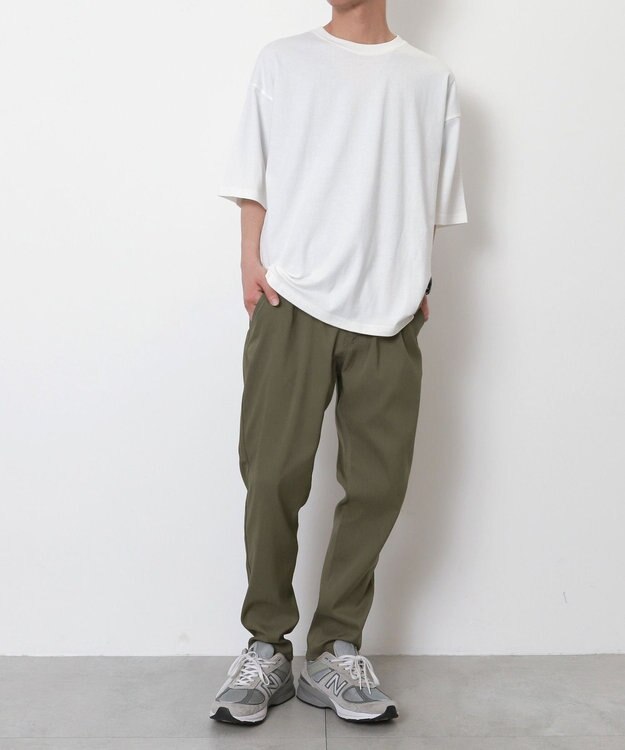 WEGO 【接触冷感/吸水速乾/ストレッチ/ウエスト紐/らくらくのびる/MLサイズ展開】カルゼレギンスアンクルパンツ カーキ