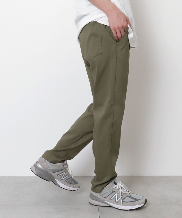 WEGO 【接触冷感/吸水速乾/ストレッチ/ウエスト紐/らくらくのびる/MLサイズ展開】カルゼレギンスアンクルパンツ カーキ