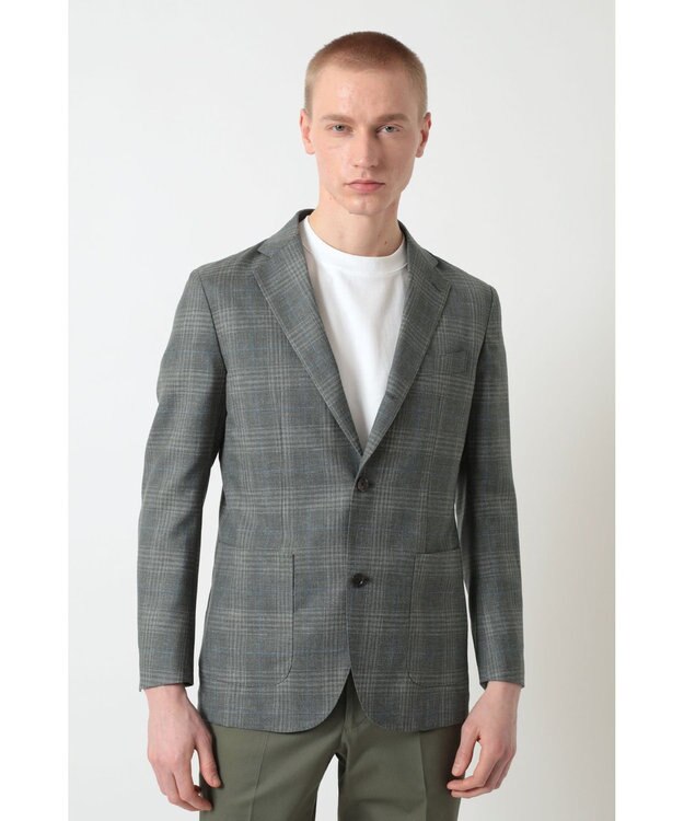 DAKS グレンチェックカーキジャケット グレー