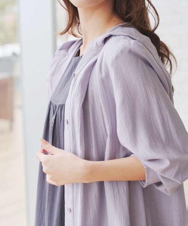 Tiaclasse 【洗える】フード付きフレアチュニック ラベンダー