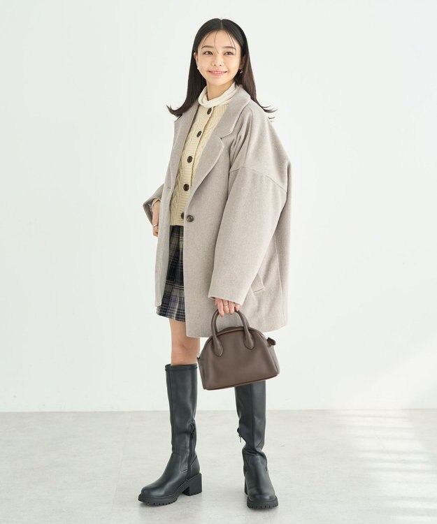 earth music&ecology オーバーテーラードジャケット　シャギー Gray Beige