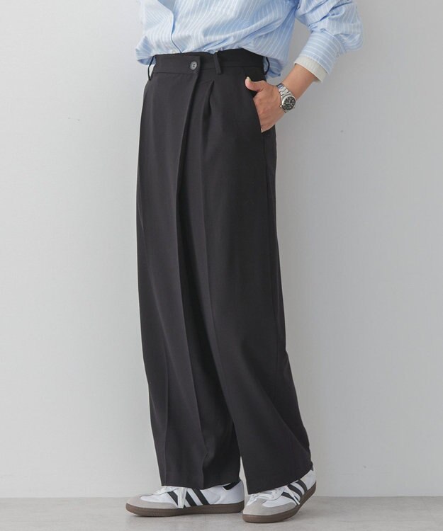 AMERICAN HOLIC イージーケアラップ風パンツ Black