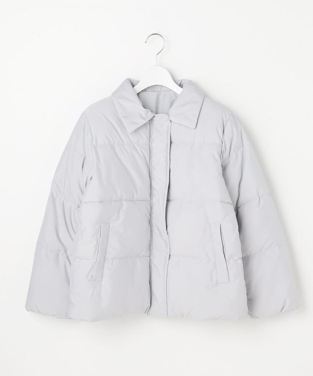 Feroux ファーカラー付き・ダウン見え中綿 ジャケット ライトグレー系