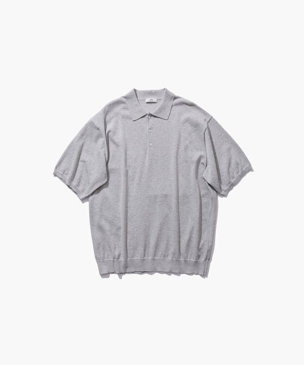 ATON COTTON WASHI KNIT | ハーフスリーブポロセーター - UNISEX TOP GRAY
