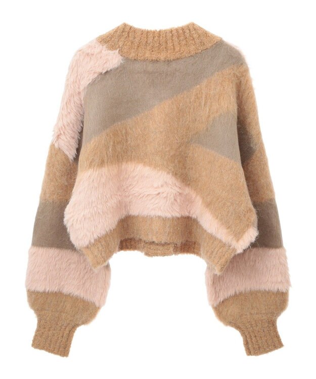 earth music&ecology フェザーミックスインターシャカーディガン Brown