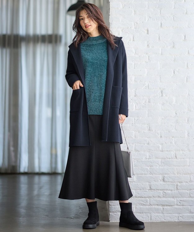 ANY 【洗濯機可】フーディーコーディガン ネイビー