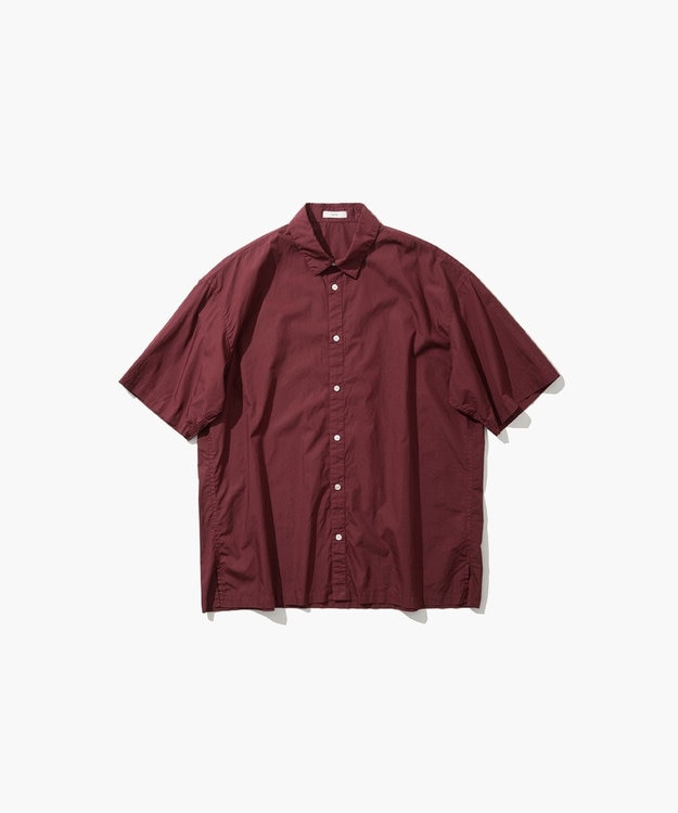 ATON COTTON LAWN | オーバーサイズショートスリーブシャツ - UNISEX BURGUNDY