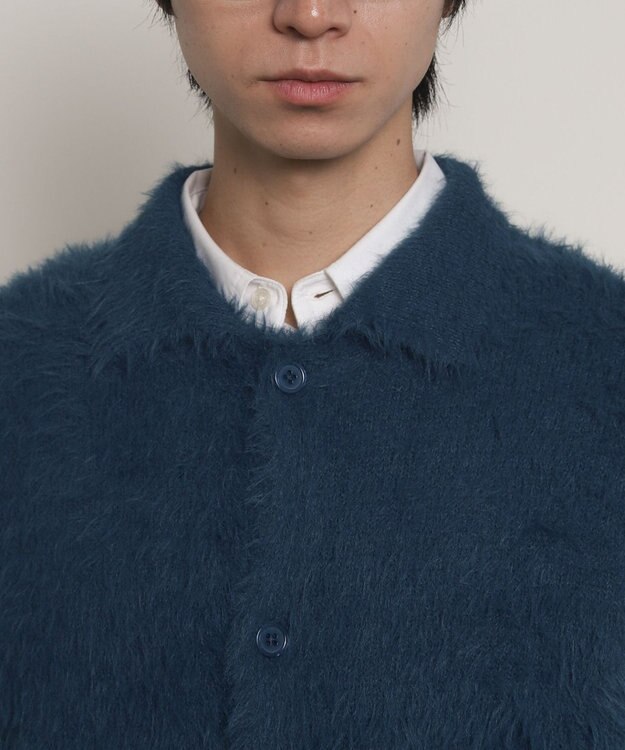 WEGO 【ユニセックス着用ITEM】フェザーニットボタンシャツ ブルー