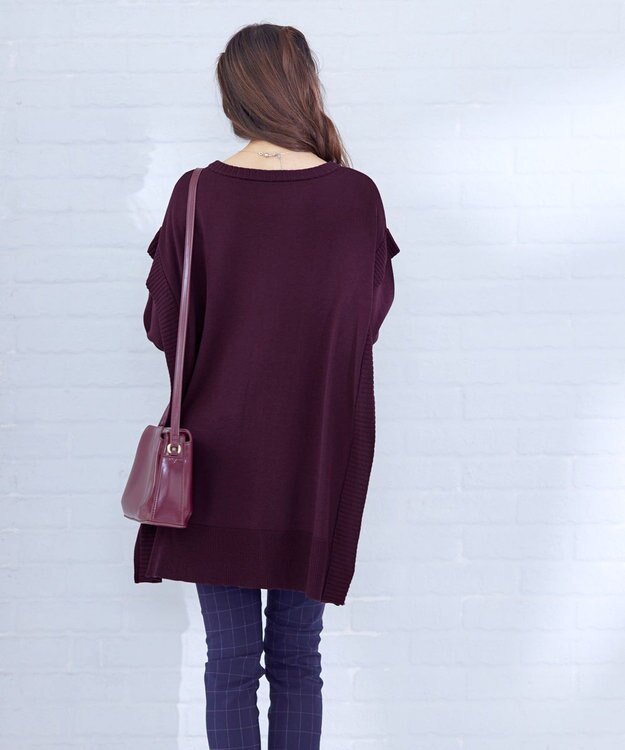 Tiaclasse 【洗える】重ね着風大人ニットチュニック ボルドー