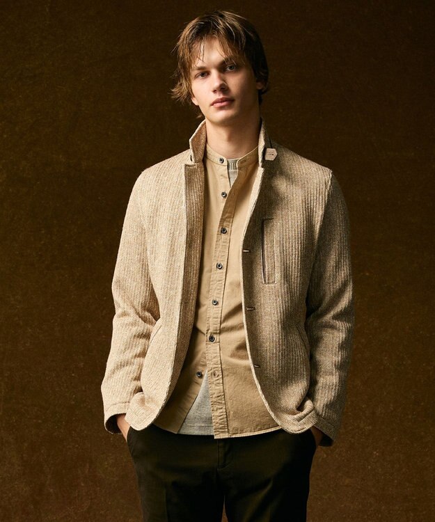 JOSEPH ABBOUD 【キングサイズ・軽量/ストレッチ/イージーケア】ツィーディーフリース ジャケット アイボリー系