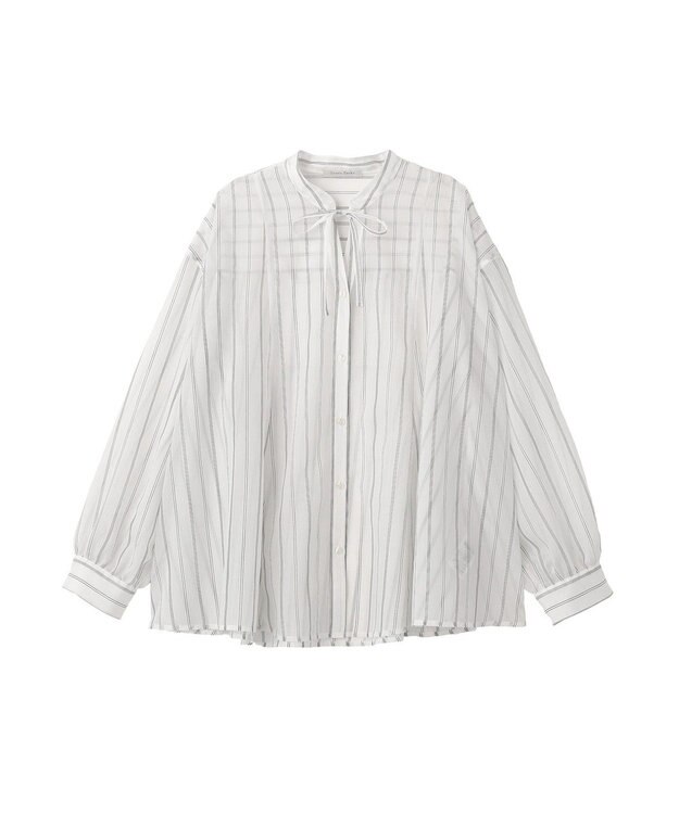 Green Parks フレアラインスキッパーブラウス Stripe