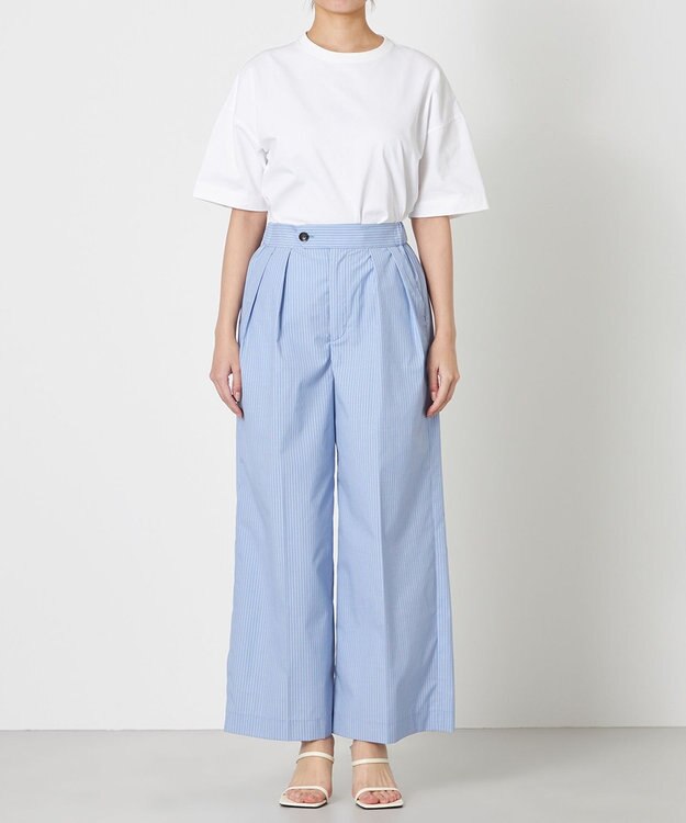 NAVE 【ReNave・セットアップ可/洗える/接触冷感/UVケア】コットンポリブロード パンツ サックスブルー系1