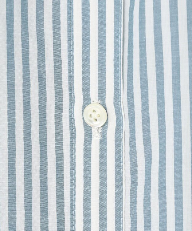 J.PRESS LADIES 【洗える】コットンアセVis ストライプ シャツカラー ブラウス ダルブルー系1