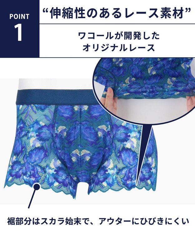 WACOAL MEN WACOAL MEN ボクサーパンツ 【レースボクサー】 フロント快適グラマラス 通気性 前閉じ 下着 メンズ WT3827 /ワコールメン ブルー
