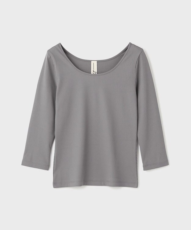 GRACE CONTINENTAL テレコボートネックトップ グレー