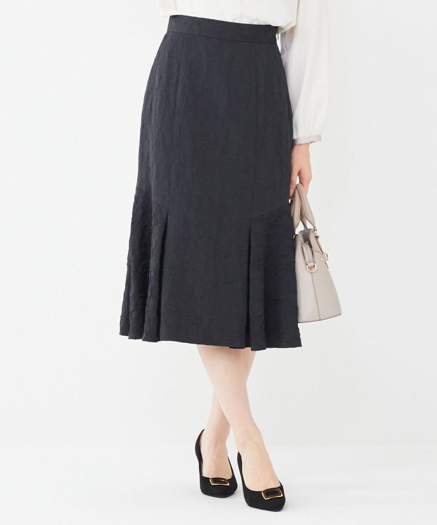 ANY SIS 【洗える】フラワーフクレジャカード スカート ネイビー