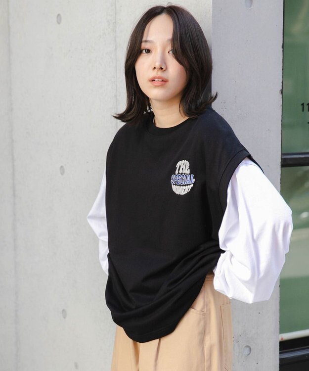 WEGO アンサンブルスウェットベストロンT ブラック