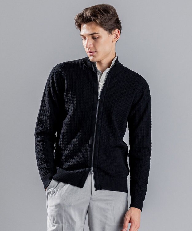 JOSEPH HOMME 【イージーケア】 ヴィスコースリンクス　ジップアップカーディガン ブラック系