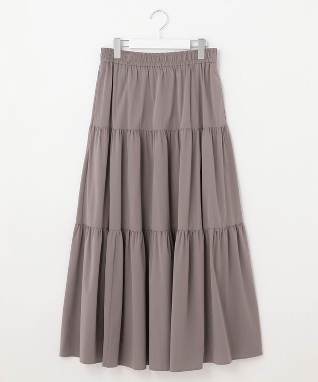 UNFILO 【撥水/UVケア/接触冷感】シャカ楽ストレッチ ティアードスカート ダークブラウン系