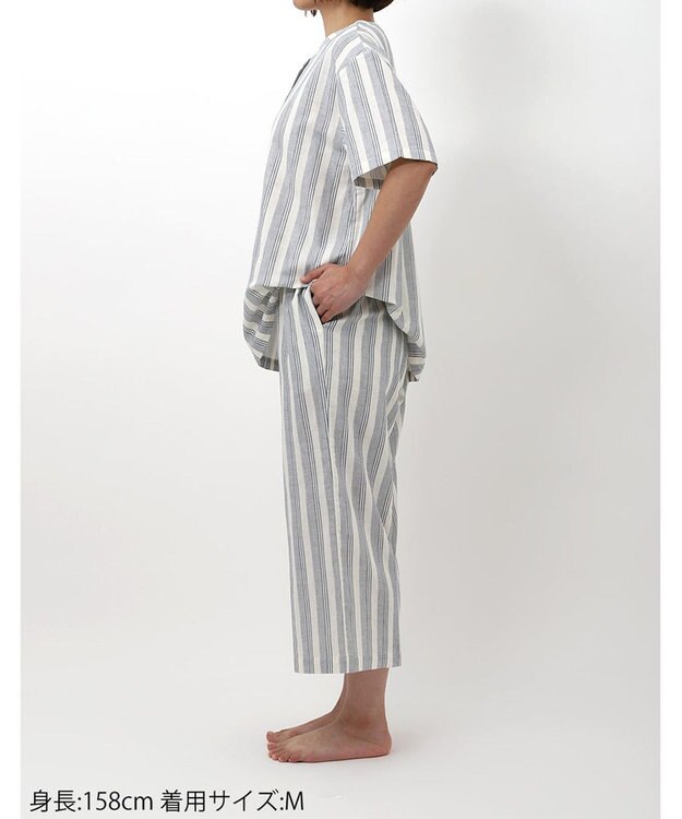 ワコール／睡眠科学 パジャマ 5分袖 半袖 8分丈 綿100%(本体) レディース YDT146 睡眠科学／ワコール ブルー